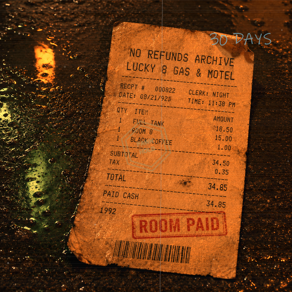 Lucky 8 Gas and Motel receipt