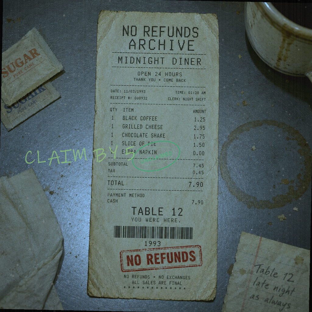 Midnight Diner receipt