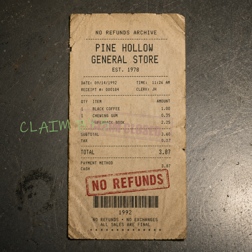 Pine Hollow General Store receipt