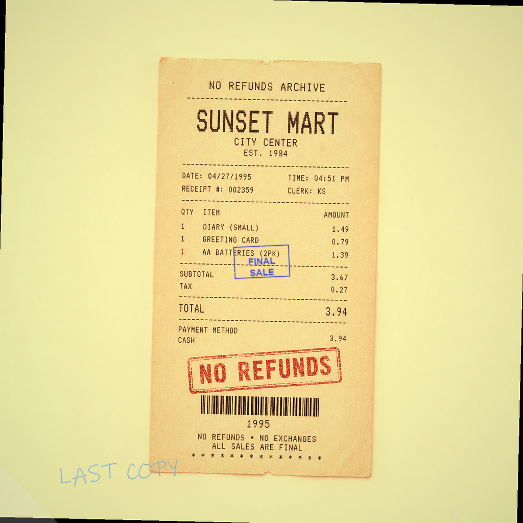 Sunset Mart receipt